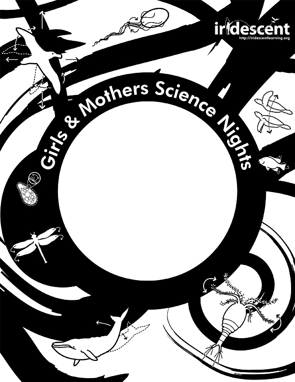 Iridescent B&W photocopiable Girls & Mothers Science Flyer