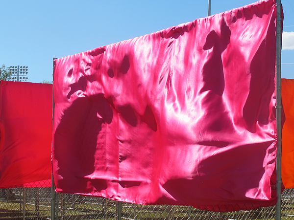 fabric blown into crazy shapes by strong wind