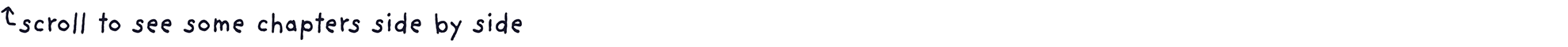 text with arrow pointing to scrollbar above says: scroll to see some chapters side by side